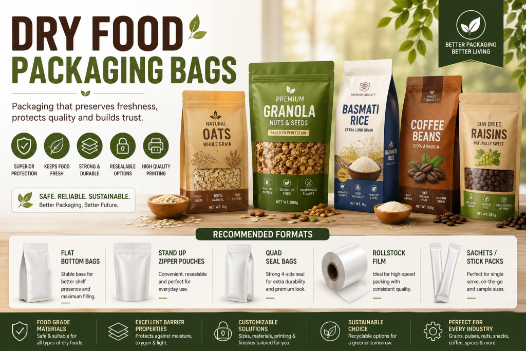 Dry food packaging bags