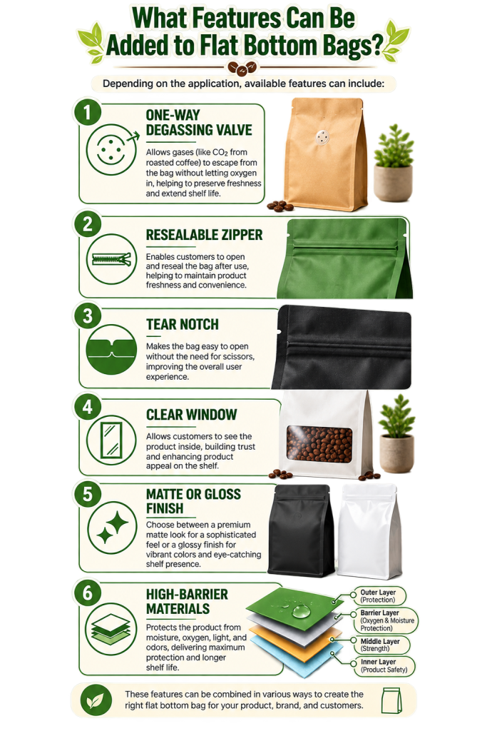 flat bottom bags features