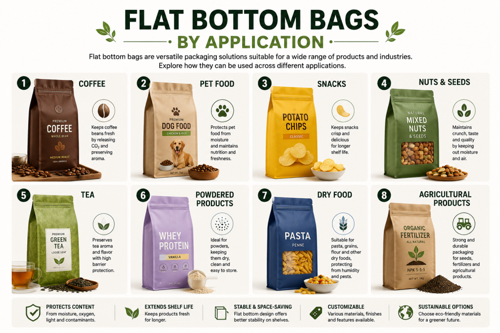 box pouches with flat base
