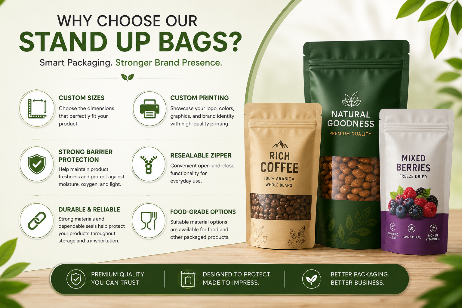 stand up zipper bags